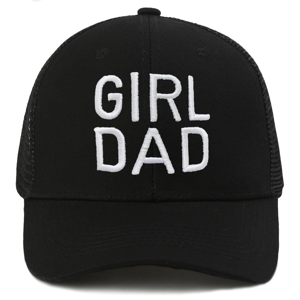 NEW Girl Dad Snapback Hat BLACK WHITE Adjustable Baseball Cap Embroidered Mesh